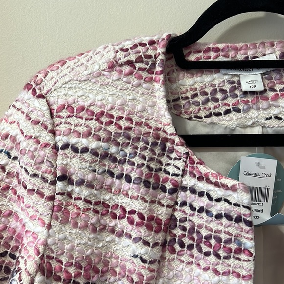 Cold water Creek Pink and Cream, Multi Blazer, 3/4 Sleeve, NWT, Womens 12p - Picture 2 of 9